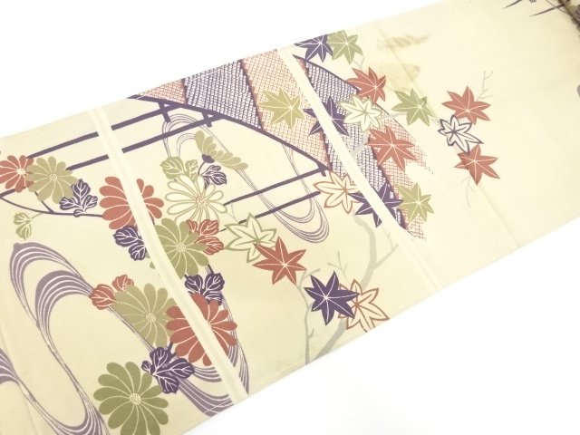  アンティーク　花模様刺繍リバーシブル袋帯（材料）